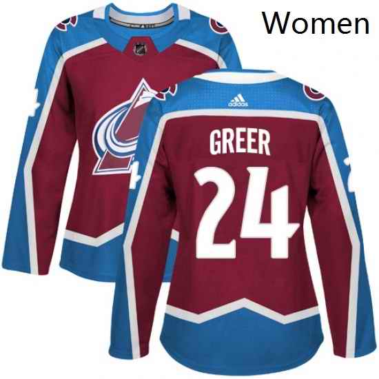 Womens Adidas Colorado Avalanche 24 AJ Greer Authentic Burgundy Red Home NHL Jersey